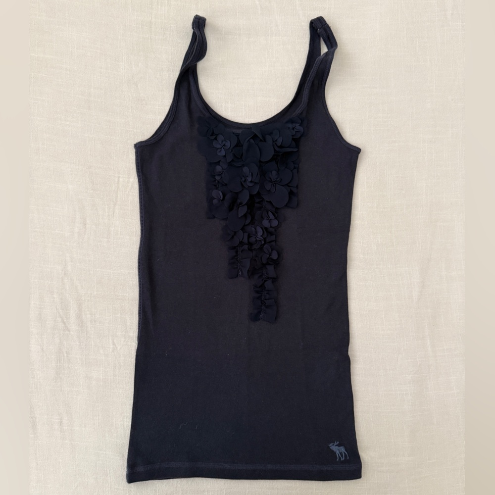 Vintage Y2K Abercrombie & Fitch Navy Blue Floral Tank Top